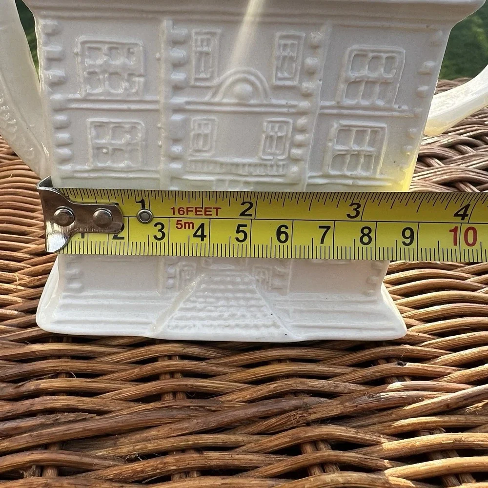MMA‎ English Staffordshire White Salt Glazed House Form Teapot Vintage